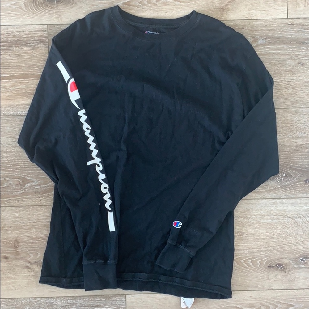 Men’s Champion Black Long Sleeve Graphic Tee